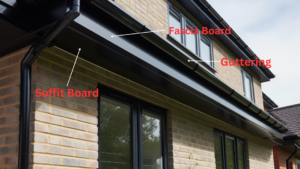 Labled image of the fascia, soffits and guttering