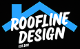 Roofline Design logo with blue text and house graphic, established 2011.