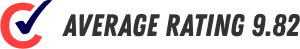Average rating 9.82 displayed with a check mark and stylized text.