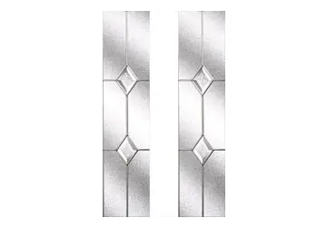 Two vertical glass panels with diamond patterns and textured surfaces.