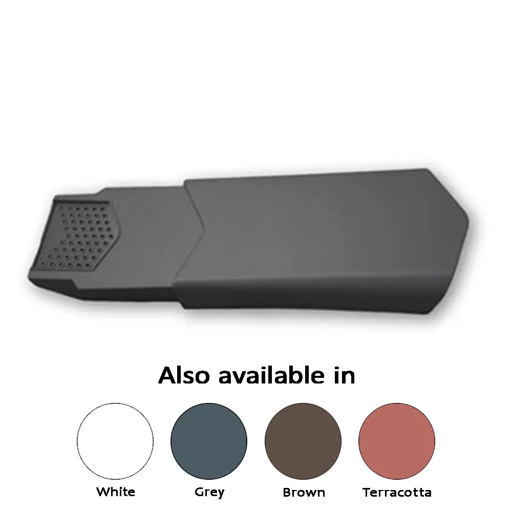 Black kitchen spatula with a textured grip, available in white, grey, brown, and terracotta.