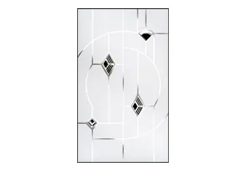 Abstract art piece featuring geometric black shapes on a white background.