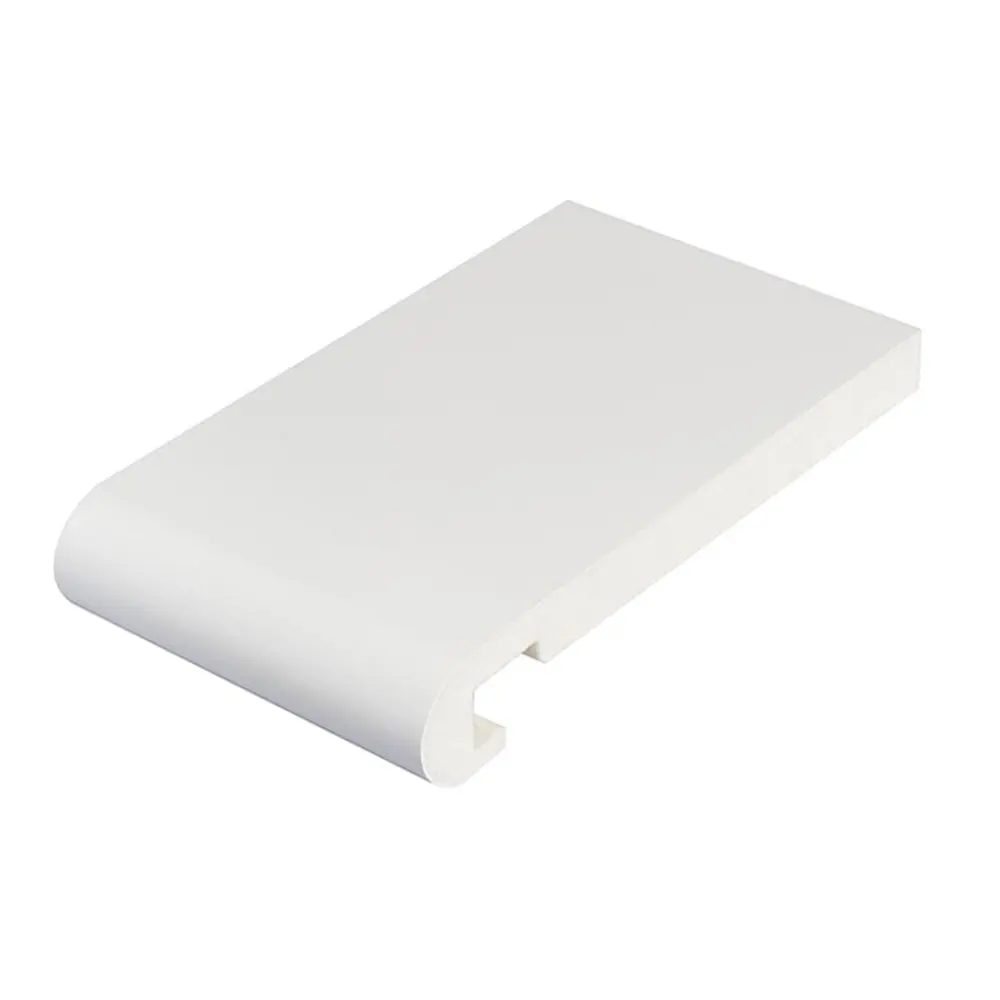 White curved edge panel with a straight back and cut out on one side.