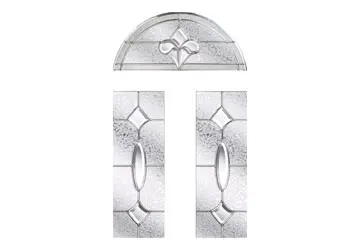 Three pieces of decorative glass featuring geometric patterns in clear and frosted styles.