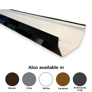 Black and silver decorative molding piece with color swatches: brown, grey, white, caramel, anthracite grey.