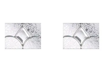 Two decorative glass panels with a diamond-shaped design, featuring intricate patterns and a clear, shiny finish.