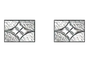 Two identical decorative glass panels with textured backgrounds and diamond-shaped accents.