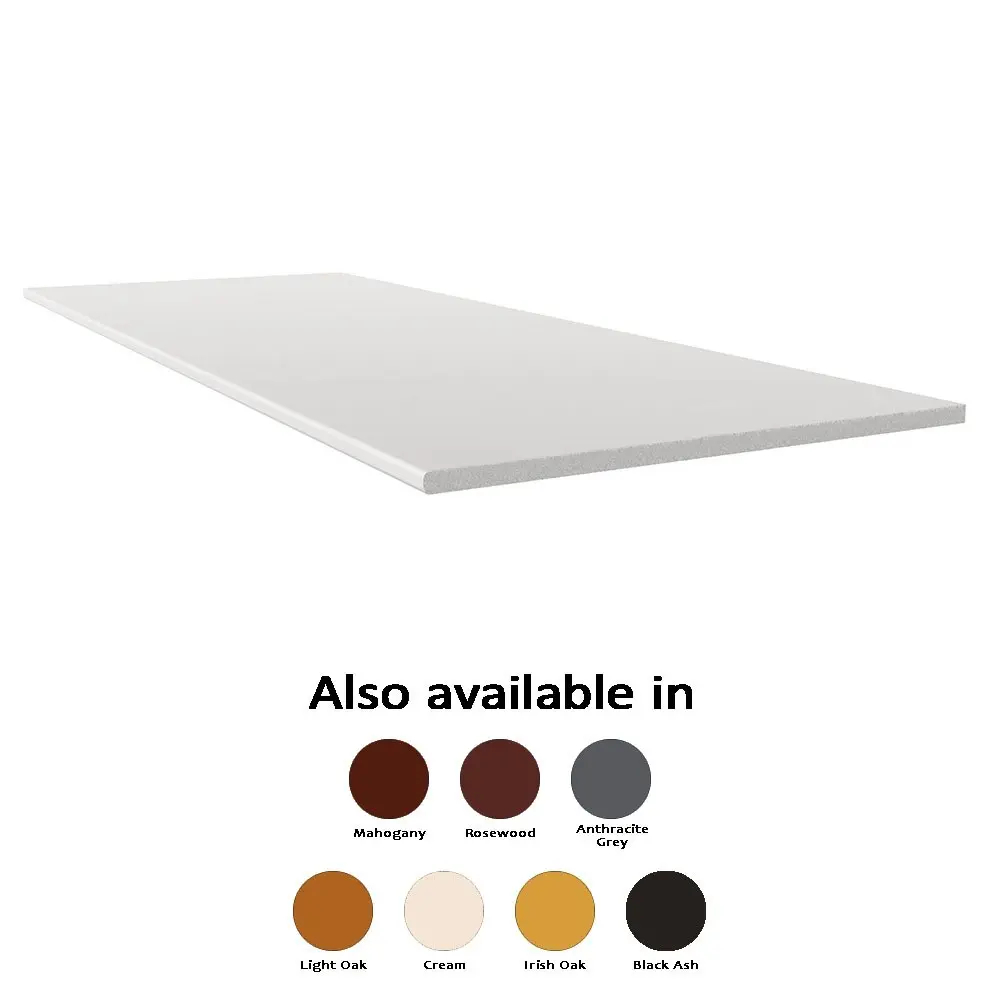 White rectangular table top displayed with available color options below.