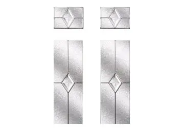 Two sets of silver decorative panels, each with a diamond shape in the center, displayed vertically and horizontally.