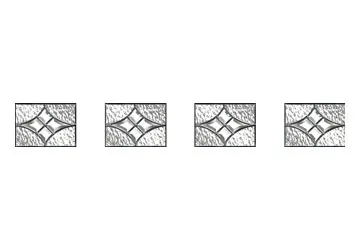 Four rectangular panels with abstract patterns in gray and white, featuring a central diamond shape.