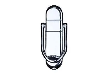 Metal wall hook with a round base and a curved hanger.