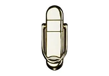 Brass door handle in a vertical position