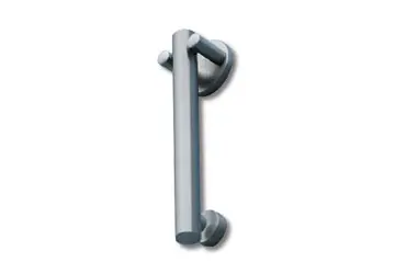Metal grab bar mounted on wall, designed for support and stability.
