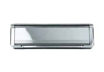 Chrome air conditioning unit mounted on a wall.