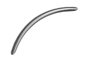 Curved metallic object with a smooth surface and pointed tip.