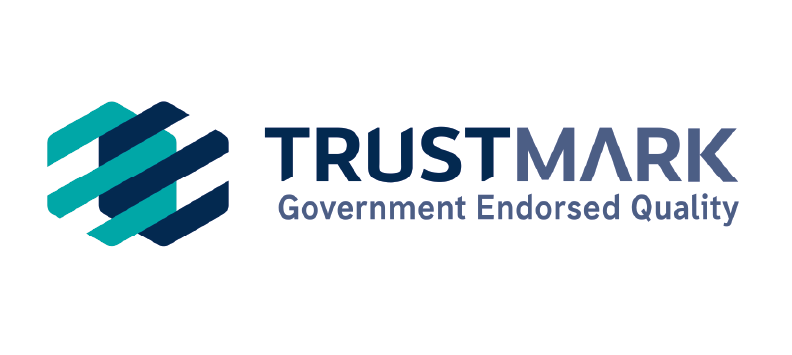 TrustMark logo with stylized geometric shapes and text stating "Government Endorsed Quality"